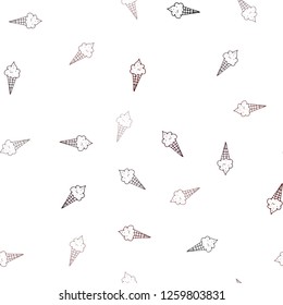 Dark Red vector seamless layout with ice-cream set. Decorative illustration with ice-cream on abstract template. Pattern for ads of breakfast, lunch, dinner.