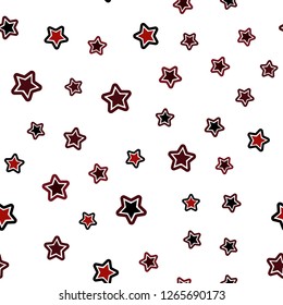 Dark Red vector seamless layout with bright stars. Shining colored illustration with stars. Design for textile, fabric, wallpapers.