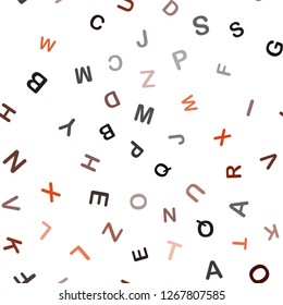 Dark Red vector seamless layout with latin alphabet. Shining illustration with ABC symbols on abstract template. Pattern for design of fabric, wallpapers.