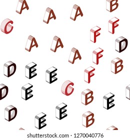 Dark Red vector seamless layout with 3D latin alphabet. Abstract illustration with 3D ABC symbols. Pattern for design of fabric, wallpapers.