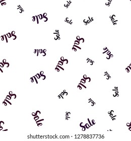 Dark Red vector seamless layout with discount words. Shining colorful illustration with isolated selling prices. Pattern for ads, posters, banners of sales.