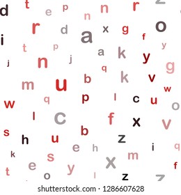 Dark Red vector seamless layout with latin alphabet. Colored alphabet signs with gradient on white background. Pattern for design of fabric, wallpapers.
