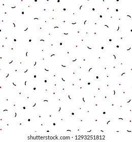 Dark Red vector seamless layout with circles, lines. Abstract illustration with colorful discs and triangles. Pattern for design of fabric, wallpapers.