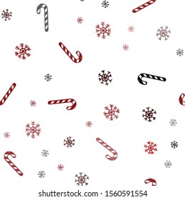 Dark Red vector seamless layout with christmas sweet desserts.