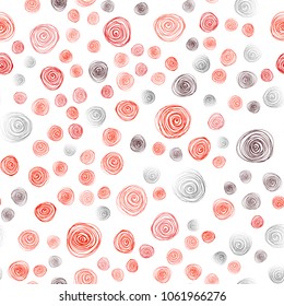 Dark Red vector seamless natural abstract template. Sketchy doodles with flowers on blurred background. Brand-new style for your business design.