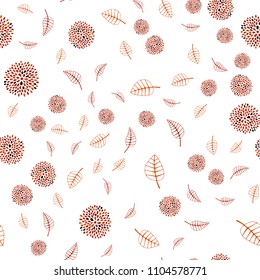 Dark Red vector seamless natural backdrop with leaves and flowers. An elegant bright illustration with leaves and flowers. Doodle design can be used for your web site.