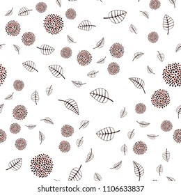 Dark Red vector seamless natural backdrop with leaves and flowers. Colorful illustration in doodle style with leaves, flowers. The best blurred design for your business.