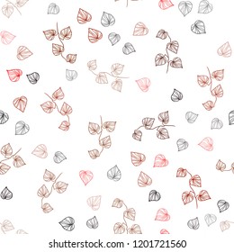 Dark Red vector seamless natural artwork with leaves. Colorful illustration in doodle style with leaves. Pattern for design of window blinds, curtains.