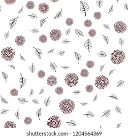 Dark Red vector seamless natural pattern with leaves, flowers. Gradient Leaves, flowers on white background. Pattern for design of window blinds, curtains.