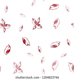 Dark Red vector seamless natural background with leaves. Colorful illustration in doodle style with leaves. Trendy design for wallpaper, fabric makers.