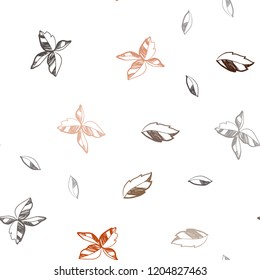 Dark Red vector seamless natural background with leaves. Shining colored illustration with leaves in doodle style. Design for textile, fabric, wallpapers.