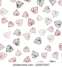 Dark Red vector seamless natural artwork with leaves. Modern geometrical abstract illustration with leaves. Pattern for trendy fabric, wallpapers.