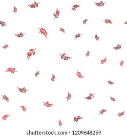 Dark Red vector seamless natural pattern with leaves. Blurred decorative design in Indian style with leaves. Pattern for design of fabric, wallpapers.