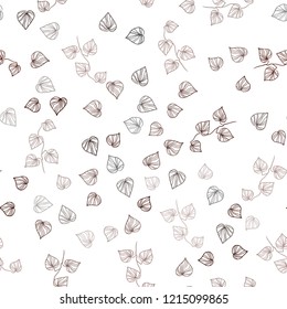 Dark Red vector seamless natural pattern with leaves. Colorful illustration in doodle style with leaves. Pattern for design of fabric, wallpapers.