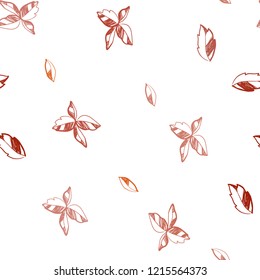 Dark Red vector seamless natural backdrop with leaves. Colorful illustration in doodle style with leaves. Pattern for trendy fabric, wallpapers.