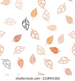Dark Red vector seamless natural artwork with leaves. Colorful illustration in doodle style with leaves. Pattern for trendy fabric, wallpapers.