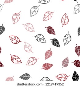 Dark Red vector seamless natural background with leaves. New colorful illustration in doodle style with leaves. Pattern for design of window blinds, curtains.