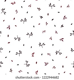 Dark Red vector seamless natural background with leaves. Glitter abstract illustration with doodles and leaves. Pattern for design of window blinds, curtains.