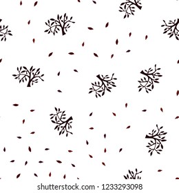 Dark Red vector seamless natural pattern with leaves, branches. Illustration with doodles on abstract template. Template for business cards, websites.