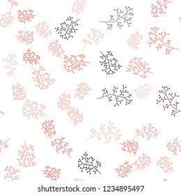 Dark Red vector seamless natural backdrop with branches. Colorful illustration in doodle style with leaves, branches. Pattern for trendy fabric, wallpapers.