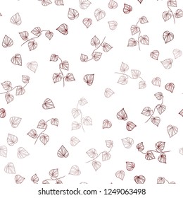 Dark Red vector seamless natural backdrop with leaves. A vague abstract illustration with leaves in doodles style. Pattern for design of fabric, wallpapers.