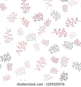 Dark Red vector seamless natural artwork with branches. Colorful illustration in doodle style with leaves, branches. Design for textile, fabric, wallpapers.