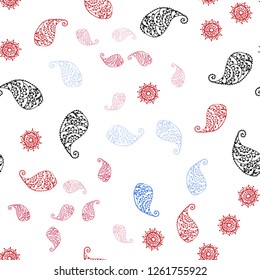 Dark Red vector seamless natural background with leaves and flowers. Leaves and flowers with gradient on white background. Template for business cards, websites.