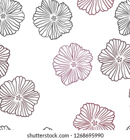 Dark Red vector seamless natural backdrop with flowers. Doodle illustration of flowers in Origami style. Pattern for trendy fabric, wallpapers.