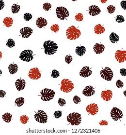 Dark Red vector seamless natural backdrop with leaves. Colorful illustration in doodle style with leaves. Design for textile, fabric, wallpapers.
