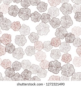Dark Red vector seamless natural backdrop with flowers. Decorative design of flowers on white background. Template for business cards, websites.