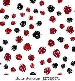 Dark Red vector seamless natural artwork with leaves. Blurred decorative design in Indian style with leaves. Pattern for design of fabric, wallpapers.