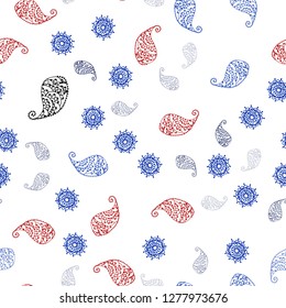 Dark Red vector seamless natural artwork with leaves and flowers. Glitter abstract illustration with leaves and flowers. Design for textile, fabric, wallpapers.