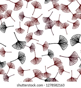 Dark Red vector seamless natural background with leaves. A vague abstract illustration with leaves in doodles style. Pattern for trendy fabric, wallpapers.