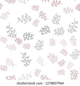Dark Red vector seamless natural backdrop with branches. Abstract illustration with leaves, branches in doodles style. Pattern for design of fabric, wallpapers.