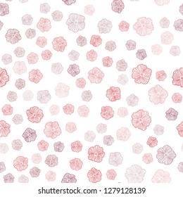 Dark Red vector seamless natural backdrop with flowers. Flowers with gradient on white background. Pattern for design of fabric, wallpapers.