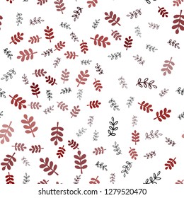Dark Red vector seamless natural background with leaves, branches. Doodle illustration of leaves and branches in Origami style. Pattern for design of fabric, wallpapers.