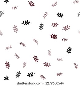 Dark Red vector seamless natural pattern with leaves. Shining colored illustration with leaves in doodle style. Texture for window blinds, curtains.