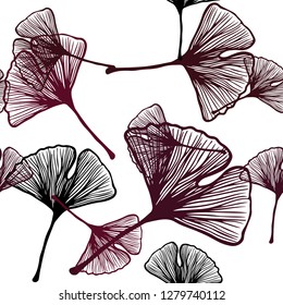 Dark Red vector seamless natural backdrop with leaves. Colorful abstract illustration with leaves in doodle style. Design for textile, fabric, wallpapers.