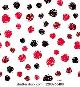 Dark Red vector seamless natural pattern with leaves. A vague abstract illustration with leaves in doodles style. Texture for window blinds, curtains.