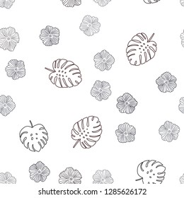 Dark Red vector seamless natural backdrop with flowers, leaves. An elegant bright illustration with leaves and flowers. Pattern for trendy fabric, wallpapers.