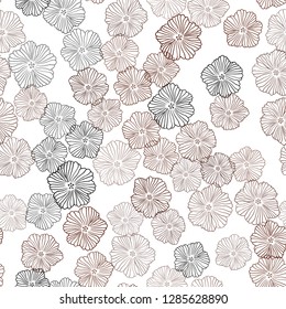 Dark Red vector seamless natural artwork with flowers. Flowers in natural style on white background. Design for textile, fabric, wallpapers.