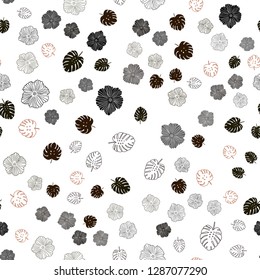 Dark Red vector seamless natural pattern with leaves, flowers. Brand new colored illustration with leaves and flowers. Pattern for design of fabric, wallpapers.