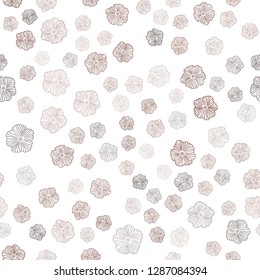 Dark Red vector seamless natural pattern with flowers. Decorative design of flowers on white background. Texture for window blinds, curtains.