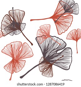 Dark Red vector seamless natural background with leaves. Colorful abstract illustration with leaves in doodle style. Pattern for design of fabric, wallpapers.