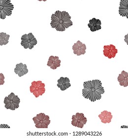 Dark Red vector seamless natural pattern with flowers. Colorful illustration in doodle style with flowers. Pattern for design of fabric, wallpapers.