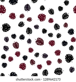 Dark Red vector seamless natural pattern with leaves. Sketchy doodles with leaves on blurred background. Pattern for design of fabric, wallpapers.