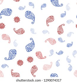 Dark Red vector seamless natural background with leaves and flowers. Colorful abstract illustration with leaves in doodle style. Template for business cards, websites.