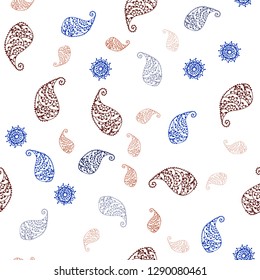 Dark Red vector seamless natural backdrop with leaves and flowers. Colorful illustration in doodle style with leaves, flowers. Pattern for trendy fabric, wallpapers.