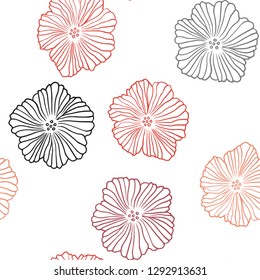 Dark Red vector seamless natural background with flowers. Colorful illustration in doodle style with flowers. Pattern for design of fabric, wallpapers.