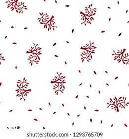 Dark Red vector seamless natural background with leaves, branches. Brand new colored illustration with leaves and branches. Design for textile, fabric, wallpapers.